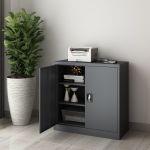Dulap birou Molise 90 x 40 x 90 cm cu 2 chei gri inchis [en.casa] HausGarden Leisure