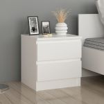 Noptiera cu 2 sertare Fuglebjerg 42x40x37cm pal alb [en.casa] HausGarden Leisure