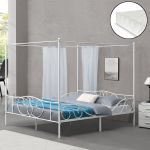 Pat baldachin Finstrom W180 cu saltea si gratar alb mat [en.casa] HausGarden Leisure