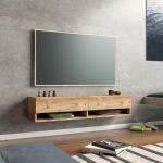 Comoda TV cu 2 usi  Laitila 29,5x140x31,5cm stejar rustic [en.casa] HausGarden Leisure