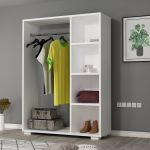 Kleiderschrank Nesbyen mit 4 Ablagen Weiß [en.casa] HausGarden Leisure