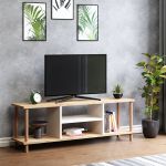 Masa TV Eroskobing  43x120x29 cm efect lemn alb [en.casa] HausGarden Leisure