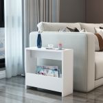 Masa laterala Rodovre 60x55x20 cm alb [en.casa] HausGarden Leisure