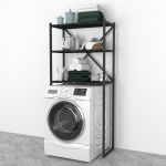 Raft baie de sine statator 160x66x34cm metal pal negru/negru marmorat [en.casa] HausGarden Leisure