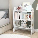 Raft pentru carti Tarnby 70 x 55 x 25 cm alb cu 3 polite model racheta [en.casa] HausGarden Leisure