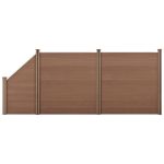 [neu.holz]  Set Olimp gard WPC 2 panouri patrate si 1 panou inclinat AAWP-9902, 183 x 451 cm, lamn/plastic, maro HausGarden Leisure