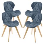 Scaune bucatarie Almhult set 4 buc imitatie piele albastru [en.casa] HausGarden Leisure