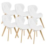 Set 6 scaune de bucatarie Almhult 81 x 57 x 49 cm imitatie piele lemn de fag alb [en.casa] HausGarden Leisure