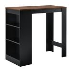 Masa-Bar Bristol cu rafturi pentru bauturi negru/efect lemn nuc [en.casa] HausGarden Leisure