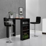 Blat bar Bartha cu rafturi incorporate negru mat [en.casa] HausGarden Leisure