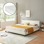 Pat tapitat Dortmund Weiss cu saltea 180 x 200 cm alb Corium HausGarden Leisure