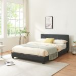 Pat tapitat Zaragoza 140 x 200 cm negru Corium HausGarden Leisure