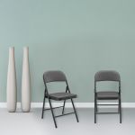 Scaune birou Pliabile set 6 buc piele sintetica gri [pro.tec] HausGarden Leisure