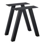 Set 2 bucati picioare banca Mariager 42 x 40 cm otel negru mat [en.casa] HausGarden Leisure