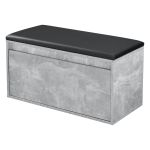 Banca cu sertar pentru pantofi Degerfors BS 80 x 39 x 45 cm PAL gri beton/negru [en.casa] HausGarden Leisure