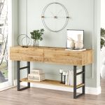Masa consola  Lappeenranta pal metal stejar rustic negru [en.casa] HausGarden Leisure