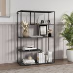 Raft carti de sine statator Sievi 126x85x35cm otel negru mat [en.casa] HausGarden Leisure