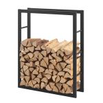Suport lemne de foc Taby 80 x 25 x 100 cm otel negru [en.casa] HausGarden Leisure
