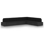 Set mobilier de grădină, 6 piese, negru, poliratan GartenMobel Dekor