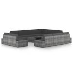 Set mobilier de grădină cu perne, 12 piese, gri, poliratan GartenMobel Dekor