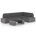Set mobilier de grădină cu perne, 5 piese, gri, poliratan GartenMobel Dekor