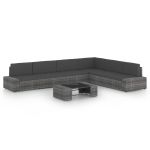 Set mobilier de grădină cu perne, 7 piese, gri, poliratan GartenMobel Dekor