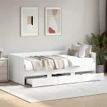 Pat de zi cu sertare fără saltea, alb, 90x200 cm GartenMobel Dekor