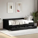 Pat de zi cu sertare fără saltea, negru, 90x200 cm GartenMobel Dekor