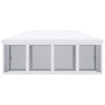 Pavilion/foisor pentru gradina/terasa, cadru metalic, cu plasa pentru insecte, alb si negru, 5.85x2.95x2.70 m GartenVIP DiyLine