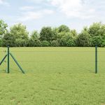 Gard Hexagonal  Verde 0.6x50 m Oțel, Stâlpi de Gard  13 buc Verde Ø32 mm 100 cm Oțel Galvanizat GartenMobel Dekor
