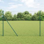 Gard Hexagonal  Verde 1.6x50 m Oțel, Stâlpi de Gard  13 buc Verde Ø32 mm 210 cm Oțel Galvanizat GartenMobel Dekor