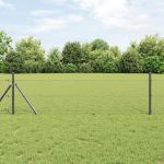 Gard Hexagonal Gri 0.4x10 m Oțel,  Stâlpi Gard 7 buc Gri Ø32 mm 80 cm Oțel Zincat GartenMobel Dekor