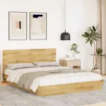 Cadru de pat cu tăblie fără saltea 135x190 cm lemn masiv stejar GartenMobel Dekor