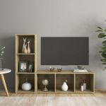 Dulapuri TV, 2 buc stejar sonoma, 107x35x37 cm, lemn prelucrat GartenMobel Dekor