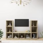 Dulapuri TV, 3 buc stejar sonoma, 107x35x37 cm, lemn prelucrat GartenMobel Dekor