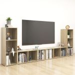 Dulapuri TV, 4 buc, stejar sonoma, 107x35x37 cm, lemn prelucrat GartenMobel Dekor