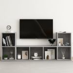 Set de dulapuri TV, 3 piese, gri beton, lemn prelucrat GartenMobel Dekor