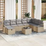 Set de Canapea Modulară de Grădină  cu Perne Bej Ratan Sintetic, Canapea Grădină 2-Seat cu Perne Bej Ratan Sintetic GartenMobel Dekor