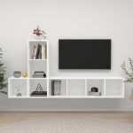 Set de dulapuri TV, 3 piese, alb, lemn prelucrat GartenMobel Dekor