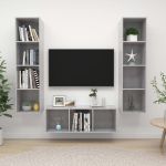 Set de dulapuri TV, 3 piese, gri beton, lemn prelucrat GartenMobel Dekor
