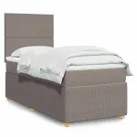 Pat box spring cu saltea, gri taupe, 90x200 cm, textil GartenMobel Dekor