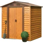 Casuta/magazie/sopron de gradina pentru depozitare unelte, metal, maro natur, 193x152x203 cm, Strend Pro GartenVIP DiyLine