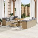 Set de canapea pentru grădină  cu perne bej, Set de dining pentru grădină  cu 3 piese GartenMobel Dekor
