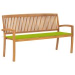 Bancă de grădină stivuibilă cu pernă, 159 cm, lemn masiv de tec GartenMobel Dekor