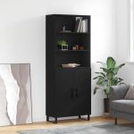 Dulap înalt, negru, 69,5x34x180 cm, lemn compozit GartenMobel Dekor