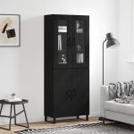Dulap înalt, negru, 69,5x34x180 cm, lemn compozit GartenMobel Dekor