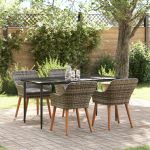 Set Mese Grădină 5 Piese Gri Poly Rattan GartenMobel Dekor