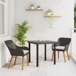 Set de Dining pentru Grădină 3 Piese Negru din Poliratan GartenMobel Dekor