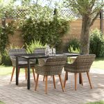 Set de Dining pentru Grădină cu 5 Piese Ratan Gri GartenMobel Dekor