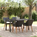 Set de dining de 5 piese Negru Poliratan GartenMobel Dekor
